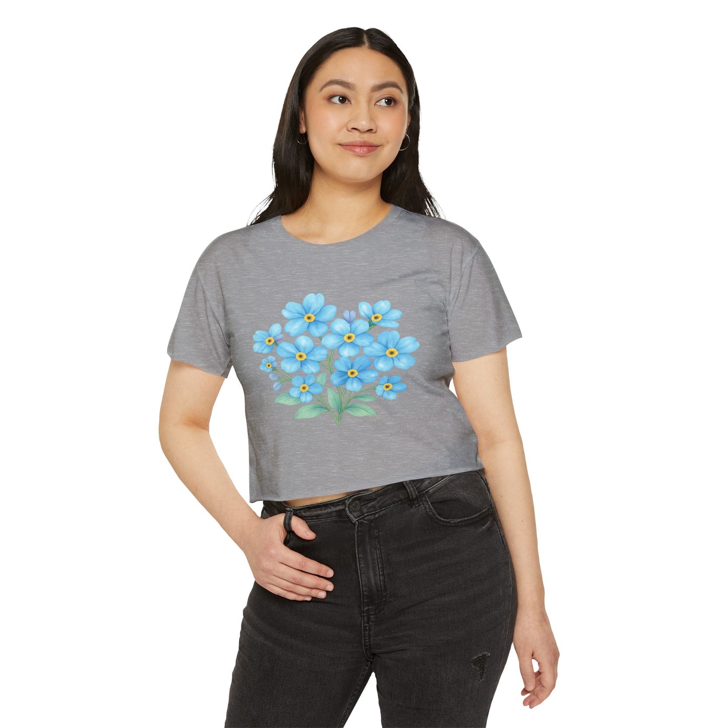 Midnight Forget-Me-Not Festival Crop Top