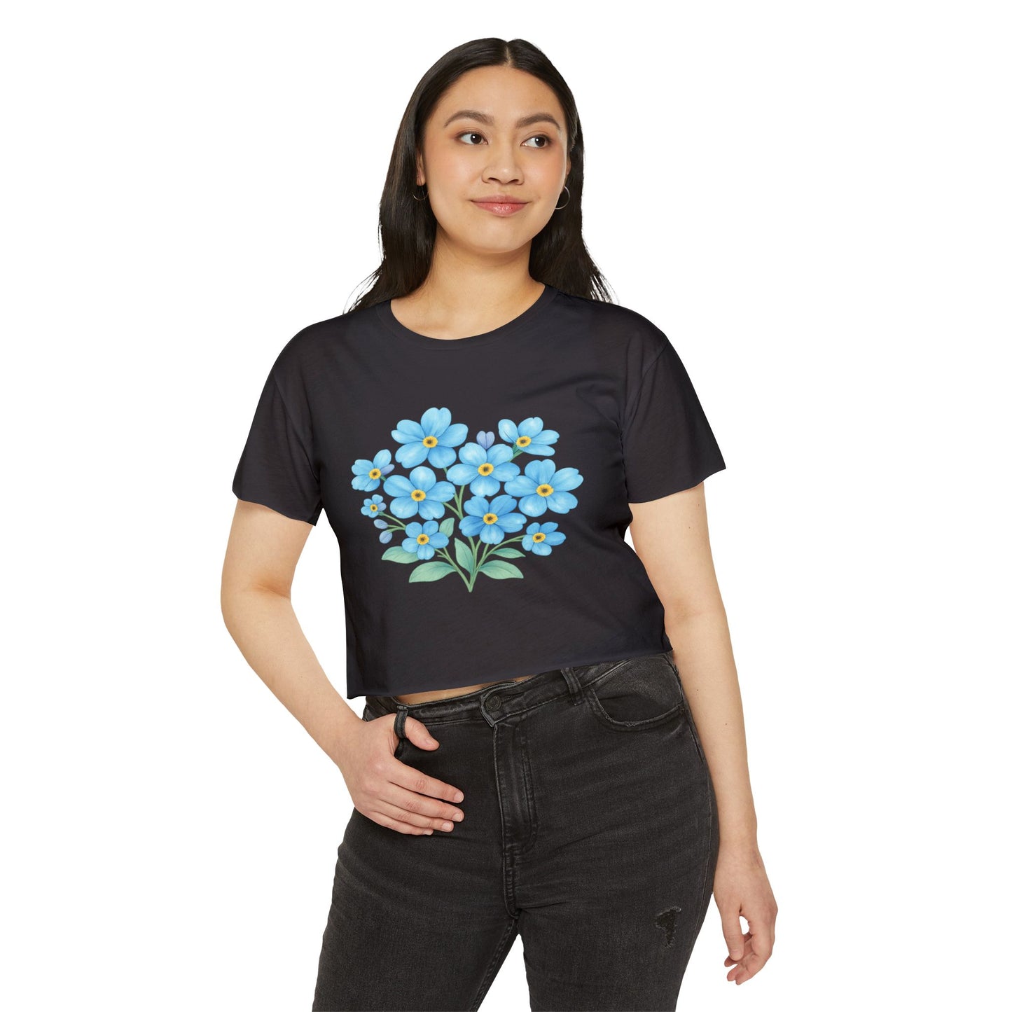 Midnight Forget-Me-Not Festival Crop Top