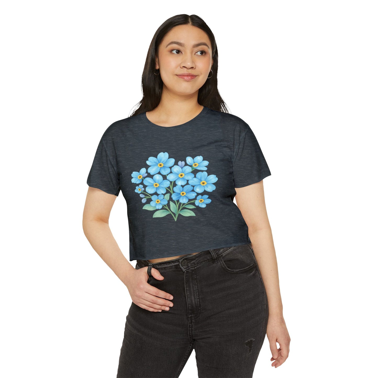 Midnight Forget-Me-Not Festival Crop Top