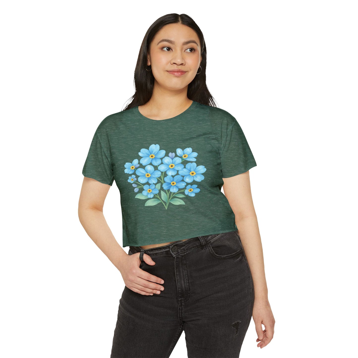 Midnight Forget-Me-Not Festival Crop Top