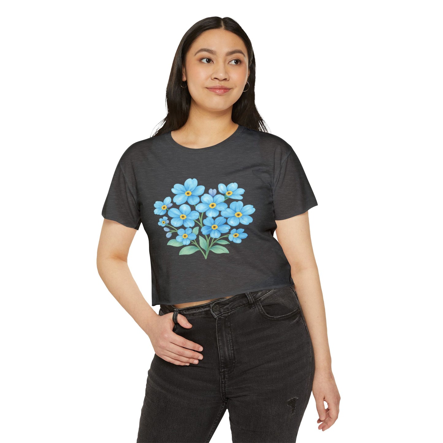 Midnight Forget-Me-Not Festival Crop Top